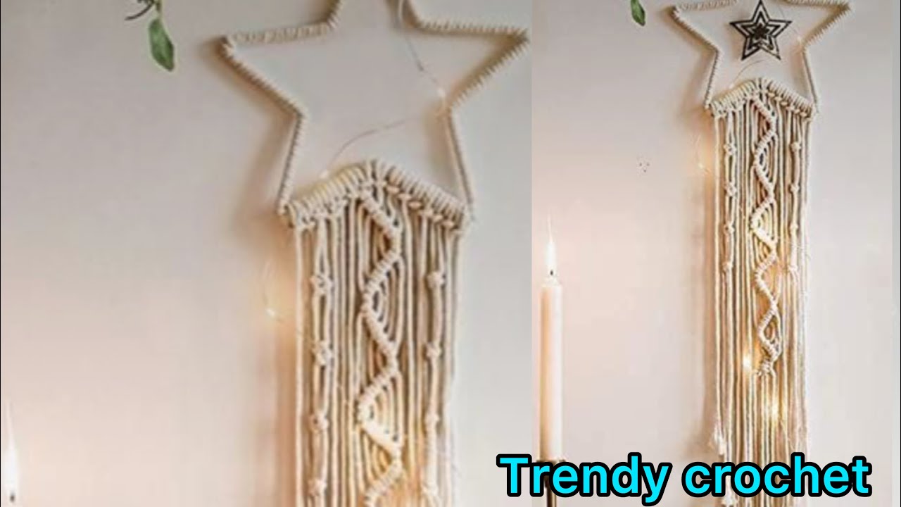 Macrame star tutorial DIY ديكور رمضان طريقه عمل نجمه مكرميه سهله وبسيطه ورائعه للمبتدئين /زينة رمضان