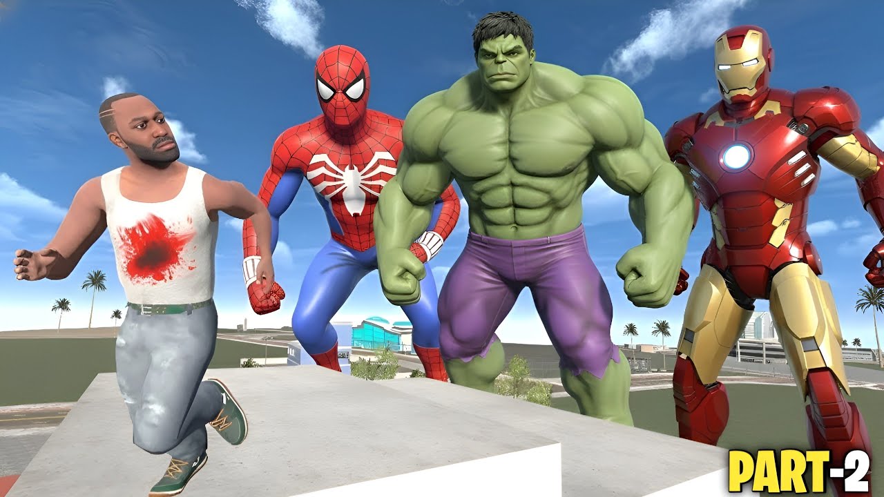 Franklin vs Superheroes 😱 | Indian Bike Driving 3D | Spider-Man, Hulk & Iron M part 2 