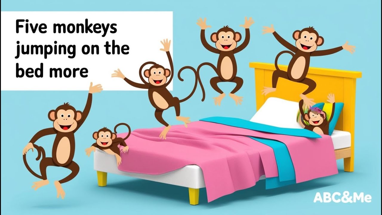 Five Little Monkeys Jumping on The Bed + More | ABC&me