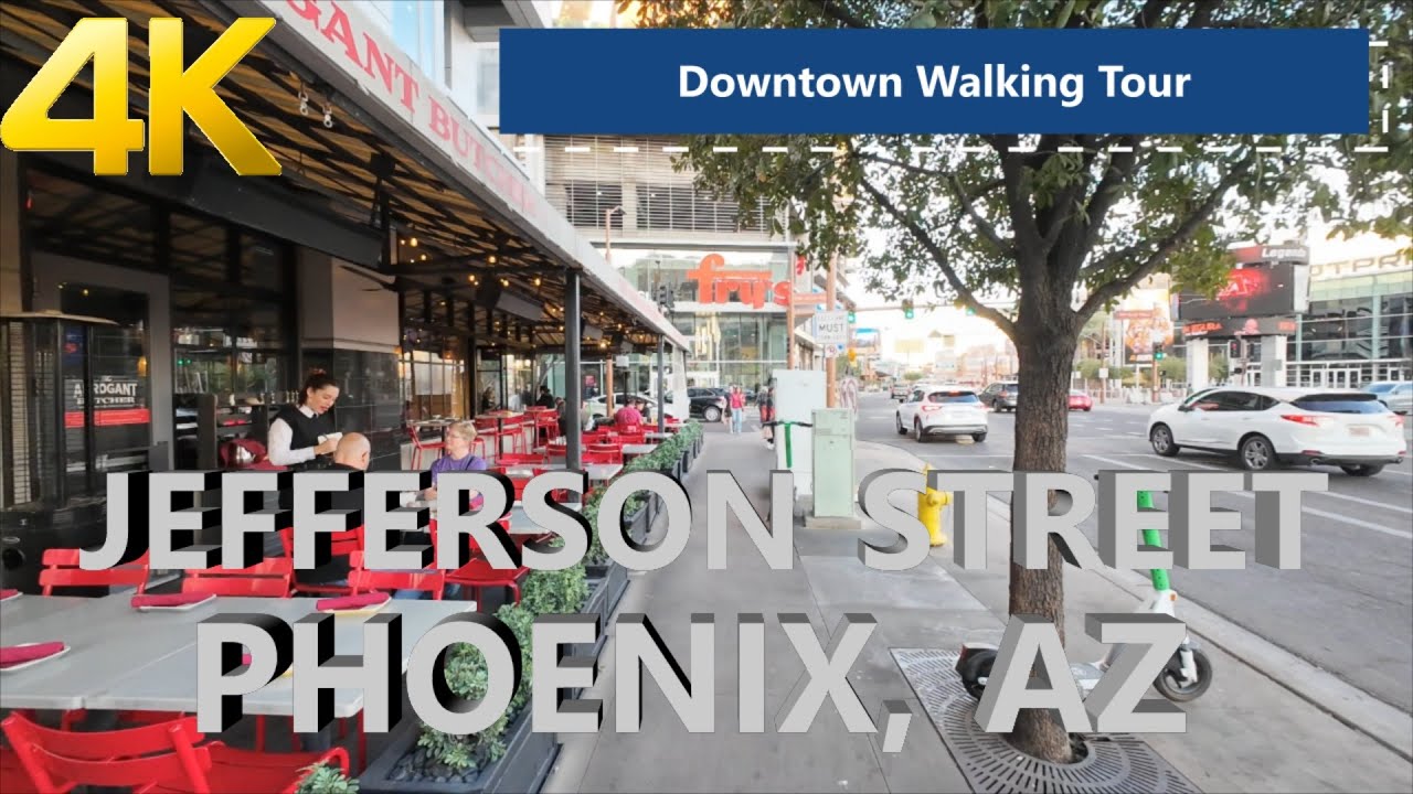 Jefferson St. Downtown Phoenix, AZ; 4K Walking Tour #visitarizona #phoenix #relaxingvideo