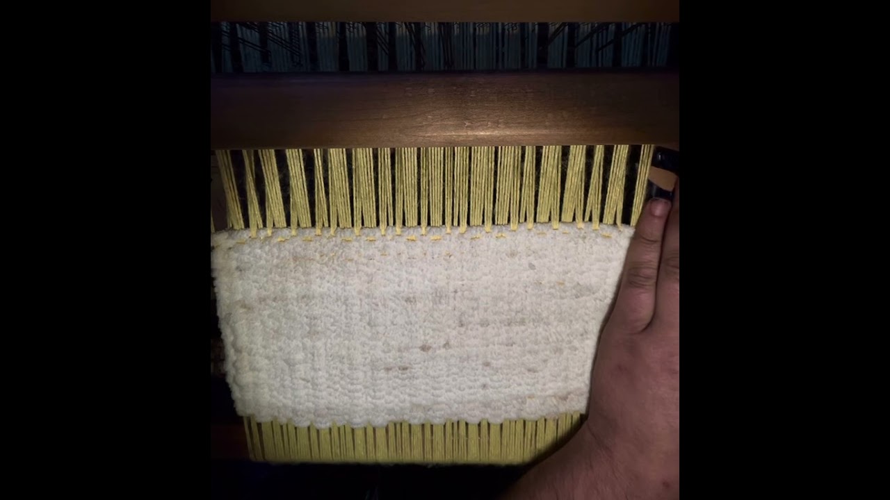 Handweaving with a stick shuttle on a LeClerc Dorothy four shaft table loom.