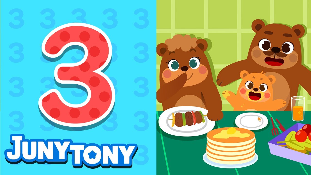 Aprendendo o N&uacute;mero 3 | A Fam&iacute;lia Urso | N&uacute;meros | M&uacute;sica Infantil | JunyTony em Portugu&ecirc;s
