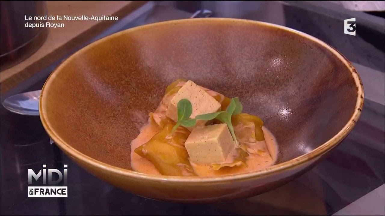 Recette : Raviolis de langoustines, gâteau de maïs à la vanille