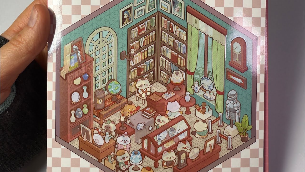ASMR: DIY 3D Miniature Sticker Scene: Cat Antique Shop 🐱 #asmr #asmrsounds #3dsticker
