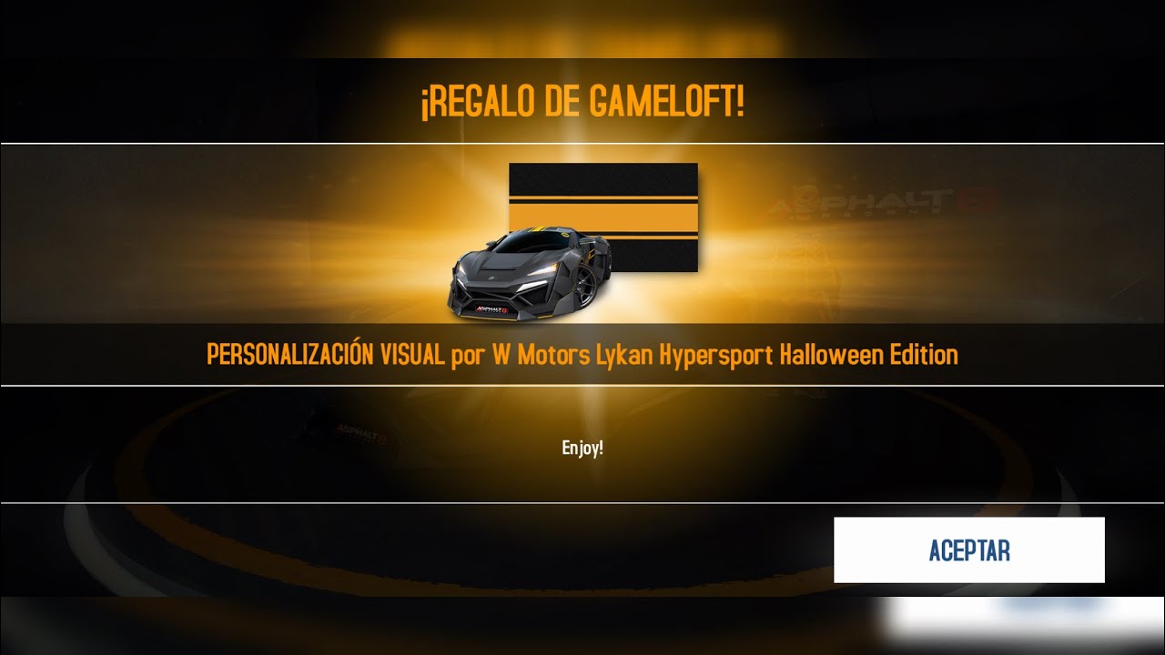 Asphalt 8, Vinilo Gratis 🔥 W Motors Lykan Hypersport Halloween Edition🎃👻