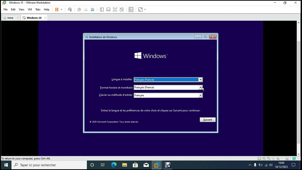 INSTALLER WINDOWS 10 SUR VMWARE  DU DEBUT A LA FIN