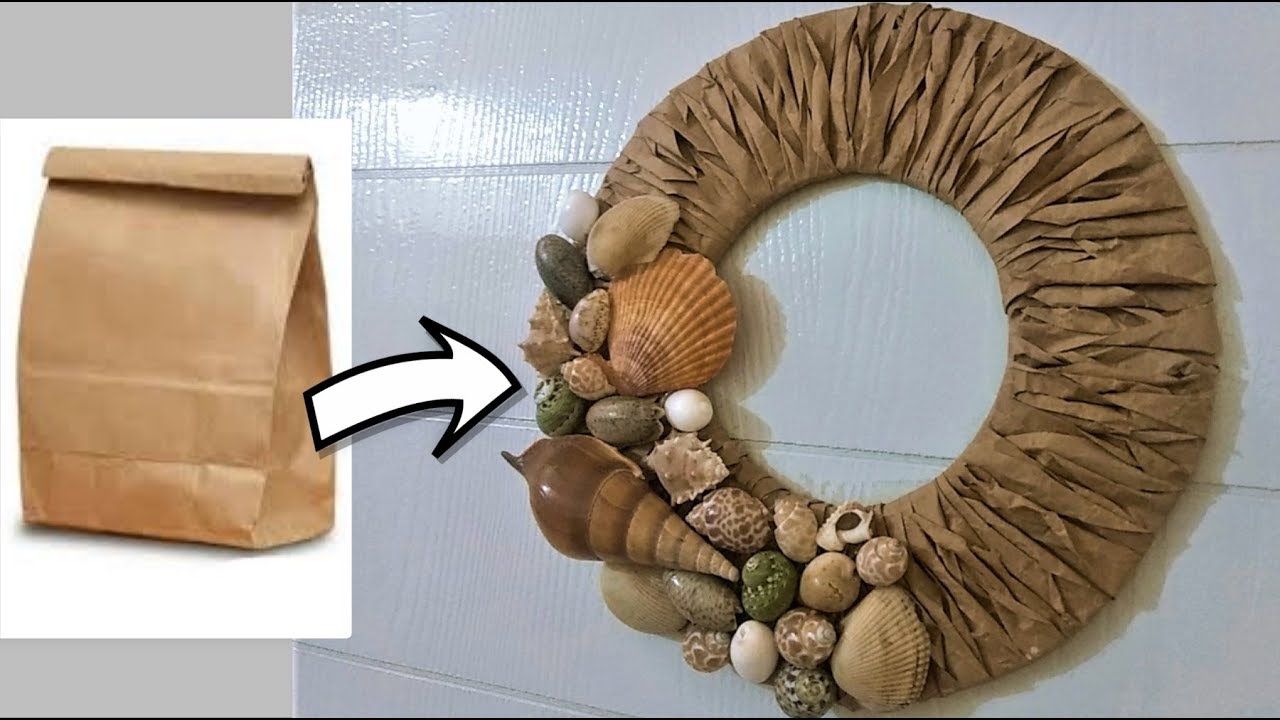 how to make a wreath from brown paper bag | DIY home decor | DIY brown paper craft