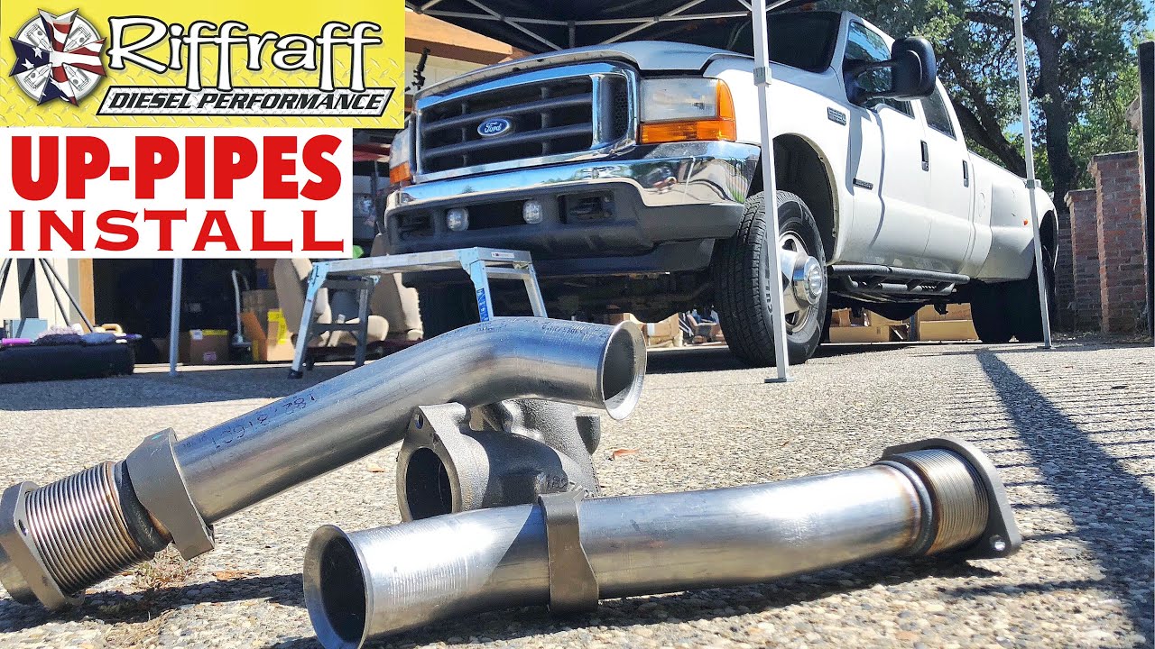 2001 F350 7.3 - RiffRaff Up-Pipes Install - Stock up pipes leaking and falling apart JUNK!! SP