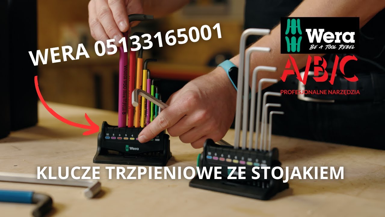 ZESTAW 9 KLUCZY TRZPIENIOWYCH W UCHWYCIE ZE STOJAKIEM WERA
