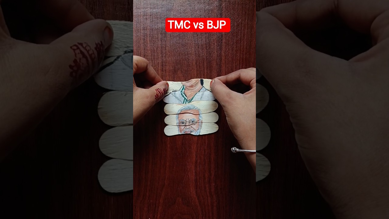 Modi ji vs Mamata banarjee painting on stick 😱 #tmc  #bjp #joybangla #modi #mamata #shorts #vote