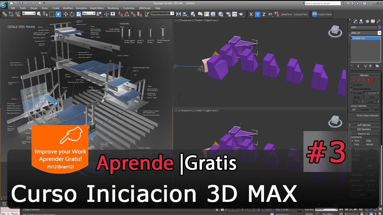 3D MAX Tutorial Iniciacion Basico Starter 3 / Primeros Pasos herramientas basica
