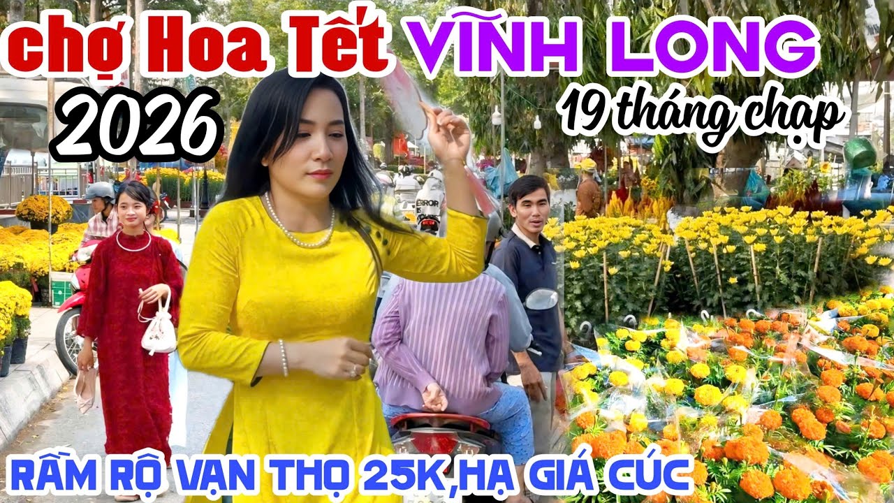 RẦM RỘ CHỢ HOA TẾT VĨNH LONG 19 THÁNG CHẠP VẠN THỌ 25K CÚC MÂM XÔI HẠ GIÁ TỨ QUÝ ĐỔ BỘ KPVL