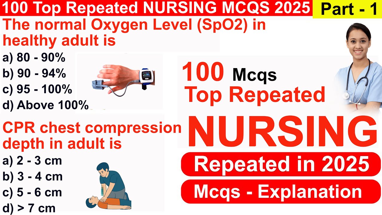 Top 100 nursing mcqs 2025 in English | Top 100 Midwifery Mcqs 2025 | BSC AIIMS and RRB mcqs