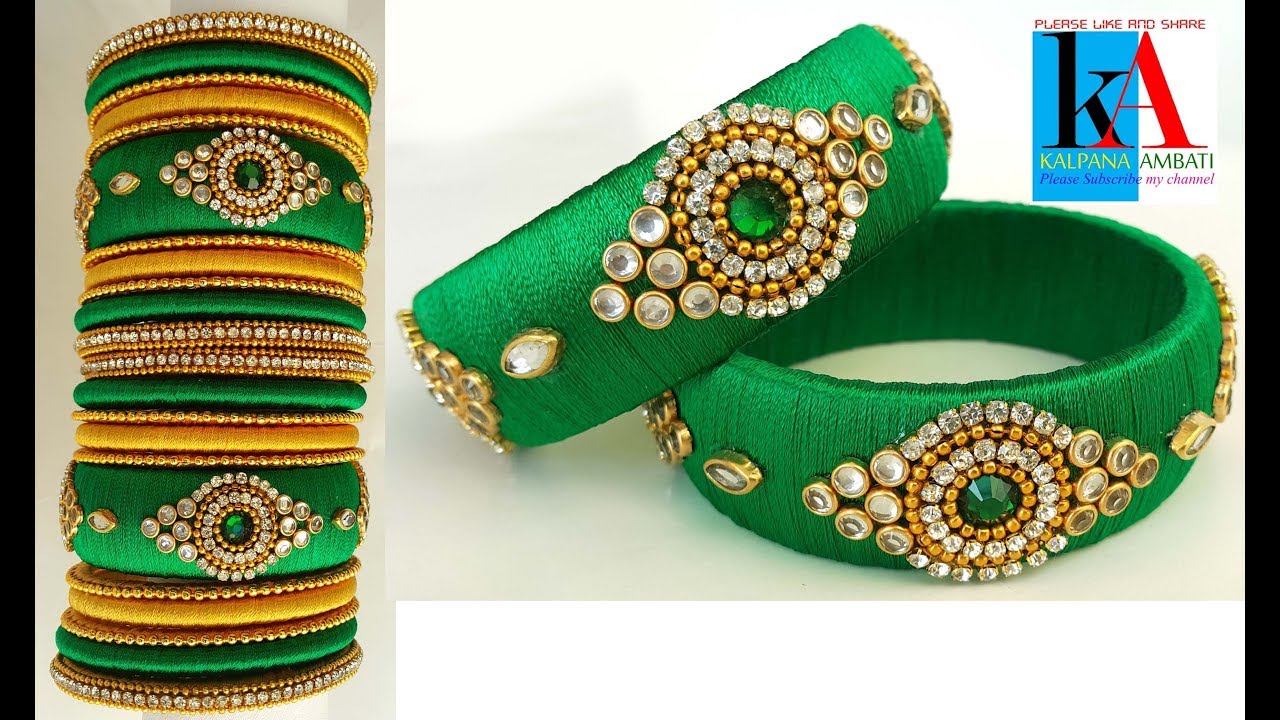 How to make Designer Silk Thread Bridal Bangles set at home // making tutorial