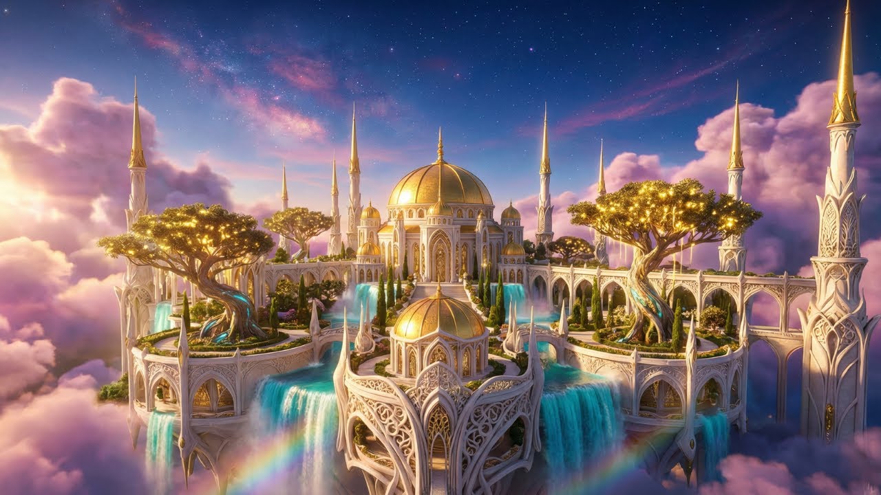 Heavenly Palace Voyage: Where Golden Light Meets Turquoise Waters | 4K Sleep