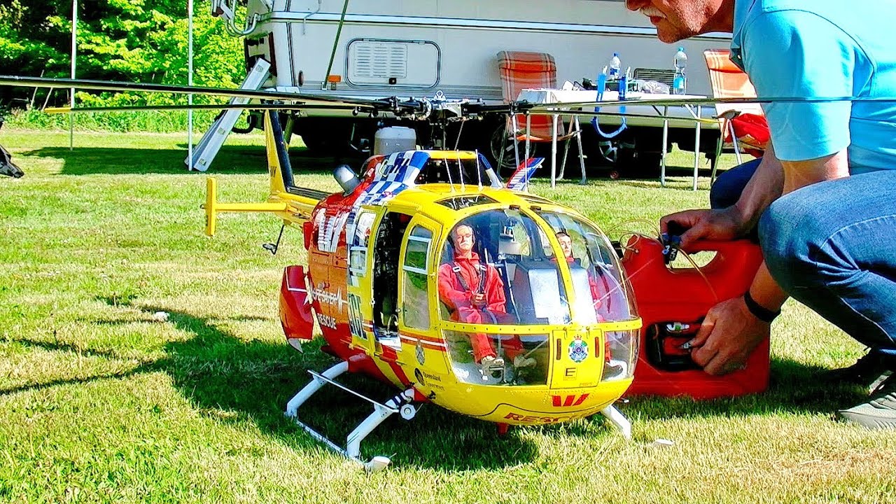 AMAZING !!! RC BO-105 QUEENSLAND / SCALE MODEL TURBINE HELICOPTER / FLIGHT DEMONSTRATION !!!