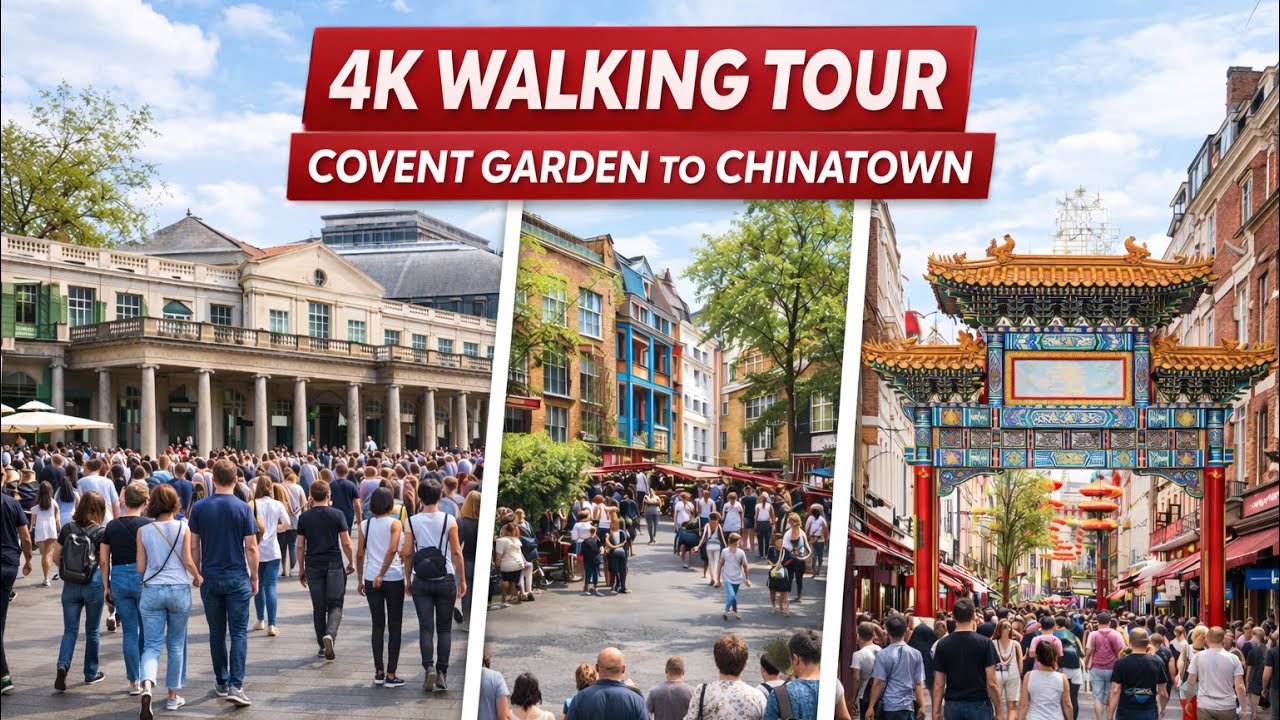 London Walking Tour at Noon – Covent Garden to Chinatown (4K HDR)