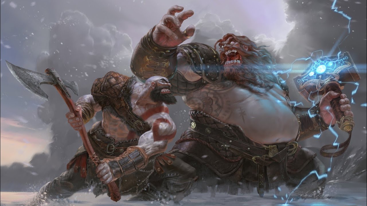Kratos knocks out Thor's tooth