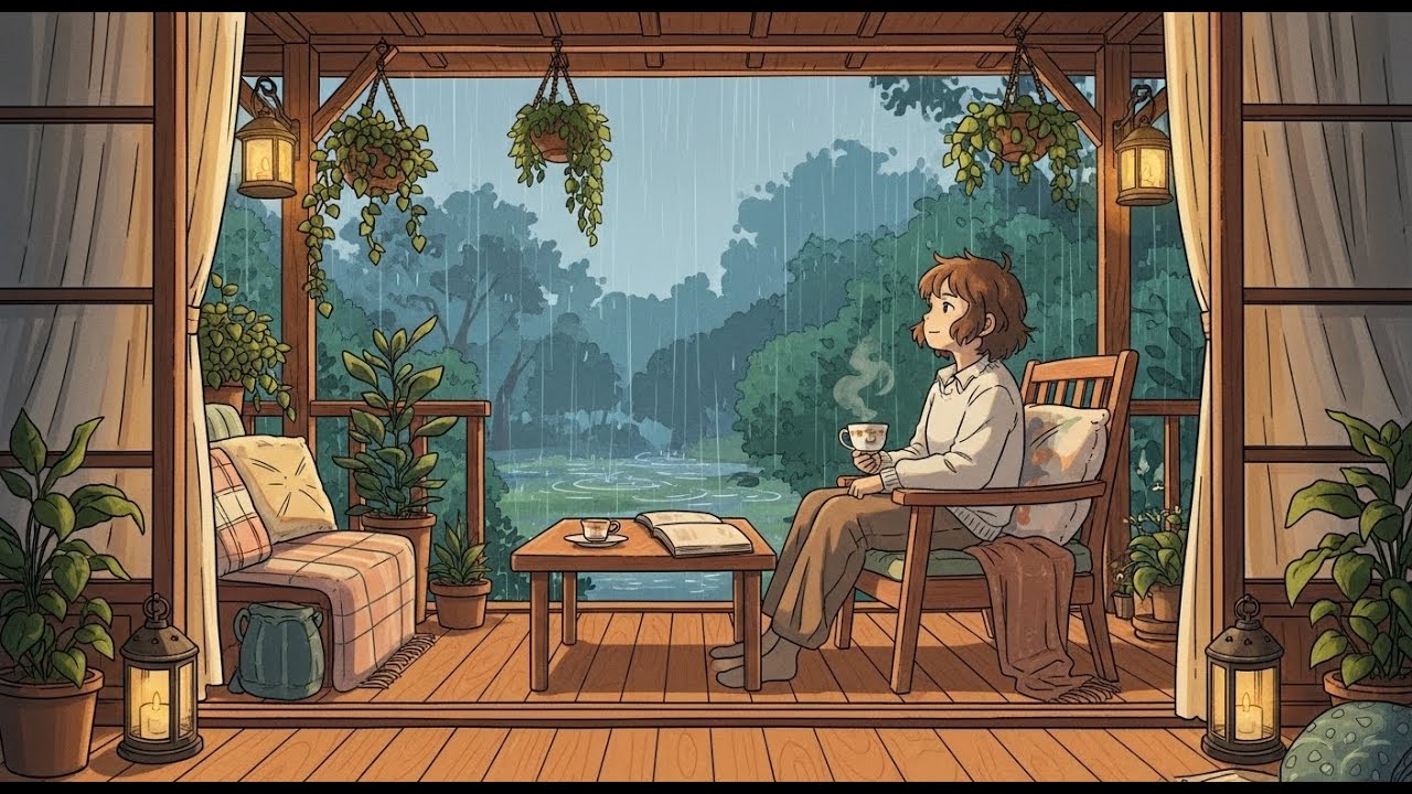 A Quiet Rainy Afternoon on the Wooden Veranda | Making Tea & Cozy Slow Living ASMR