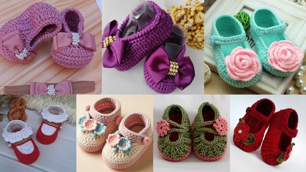 Очаровательные вязаные крючком пинетки для новорожденных
