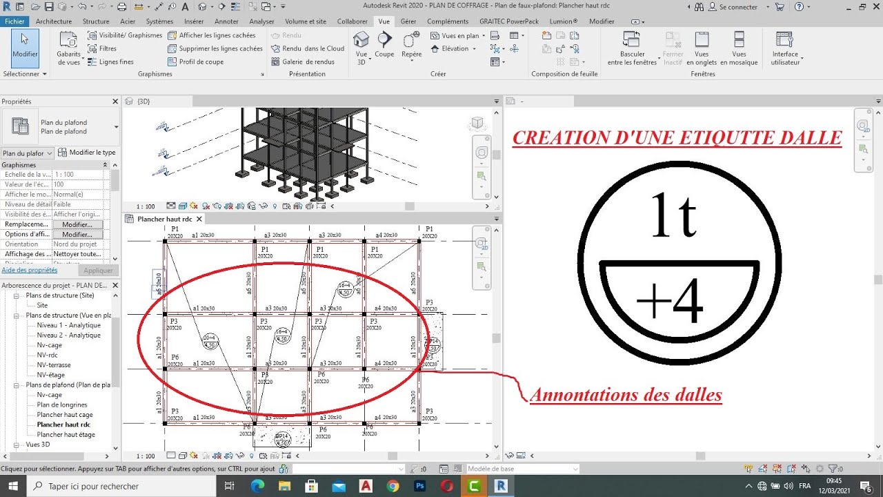 TUTO 10 Plan de coffrage revit /création et annotations des dalles
