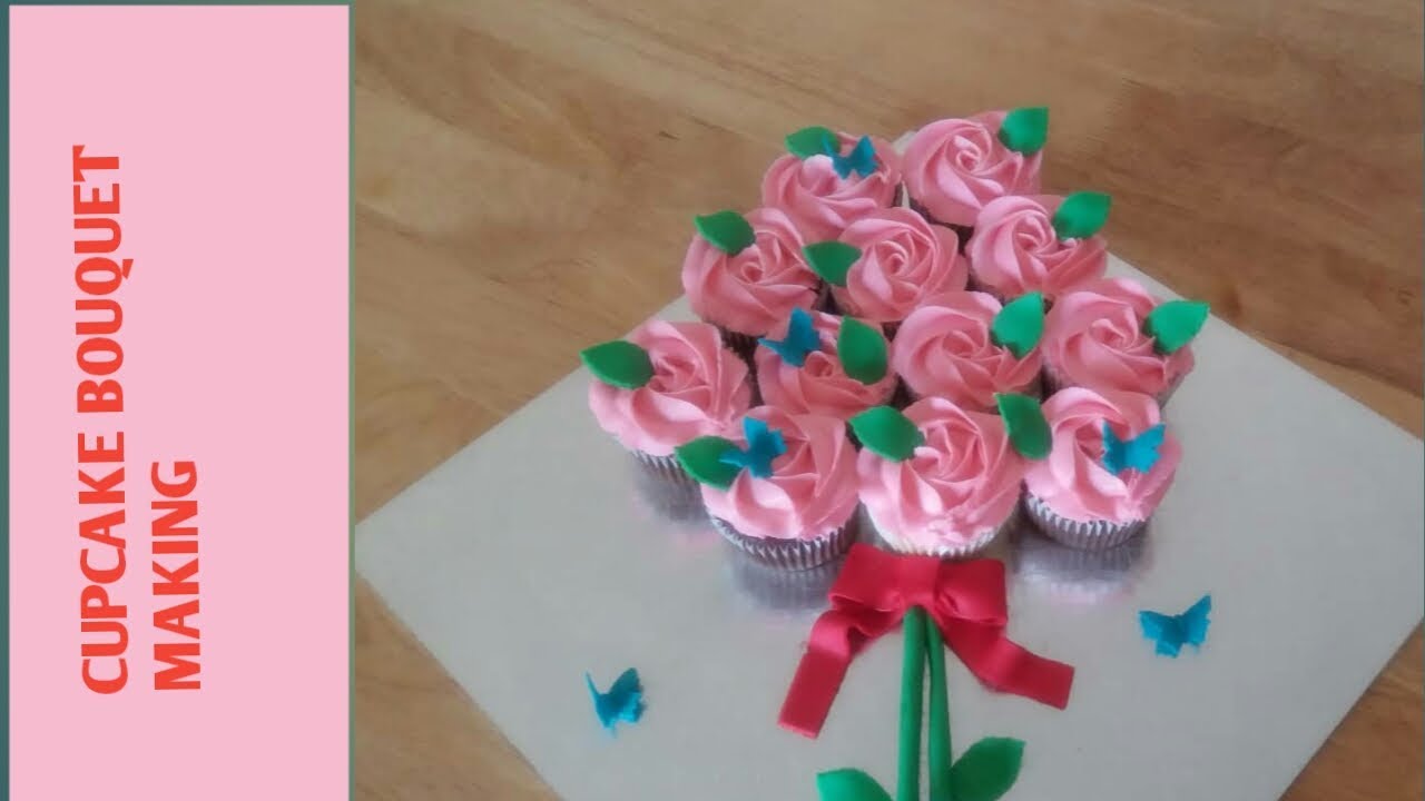 Cupcake bouquet making.