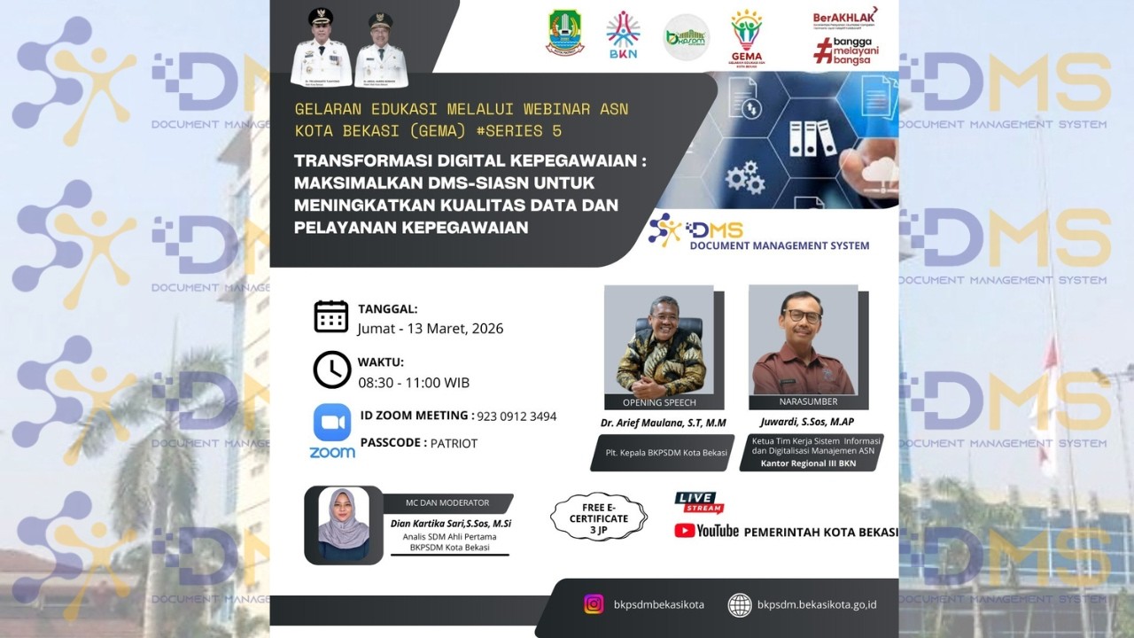 LIVE :  GELAR EDUKASI MELALUI WEBINAR ASN KOTA BEKASI (GEMA) # SERIES 5