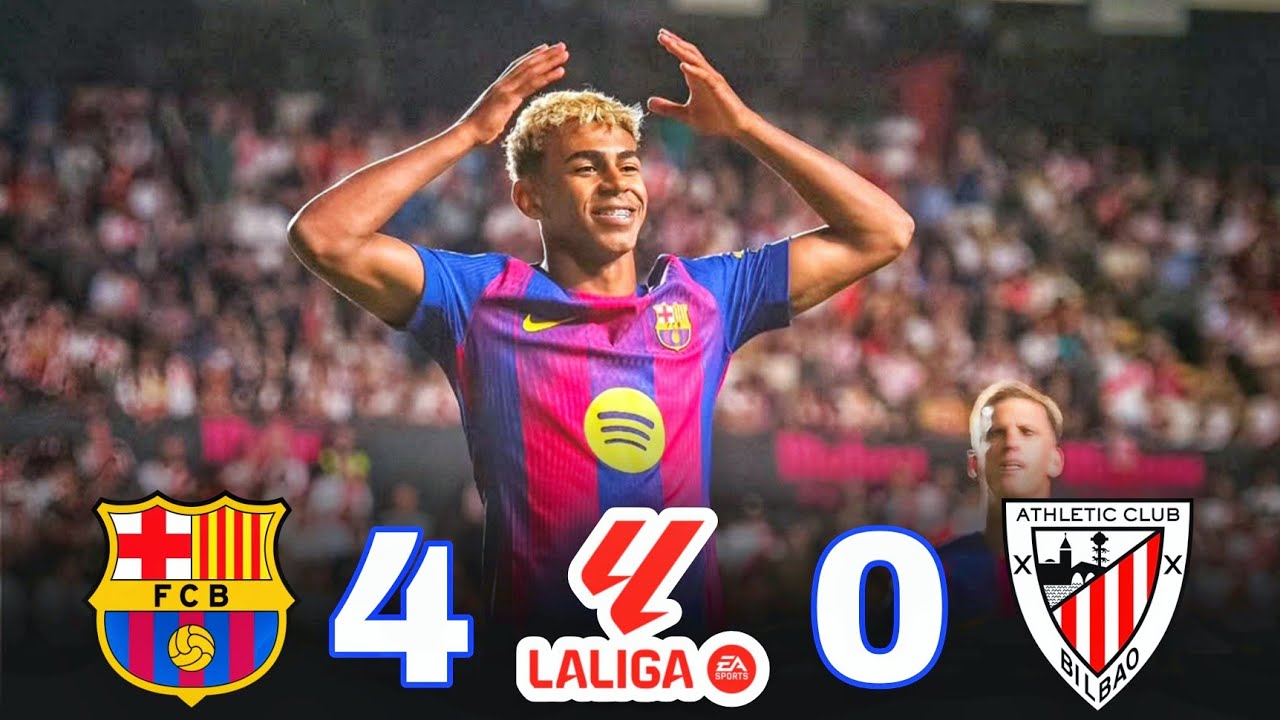 عودة سحر الكامبنو 🔥 برشلونه واتليتيك بلباو 4 × 0 الدوري الاسباني 2026/2025 تعليق عربي حسن العيدروس