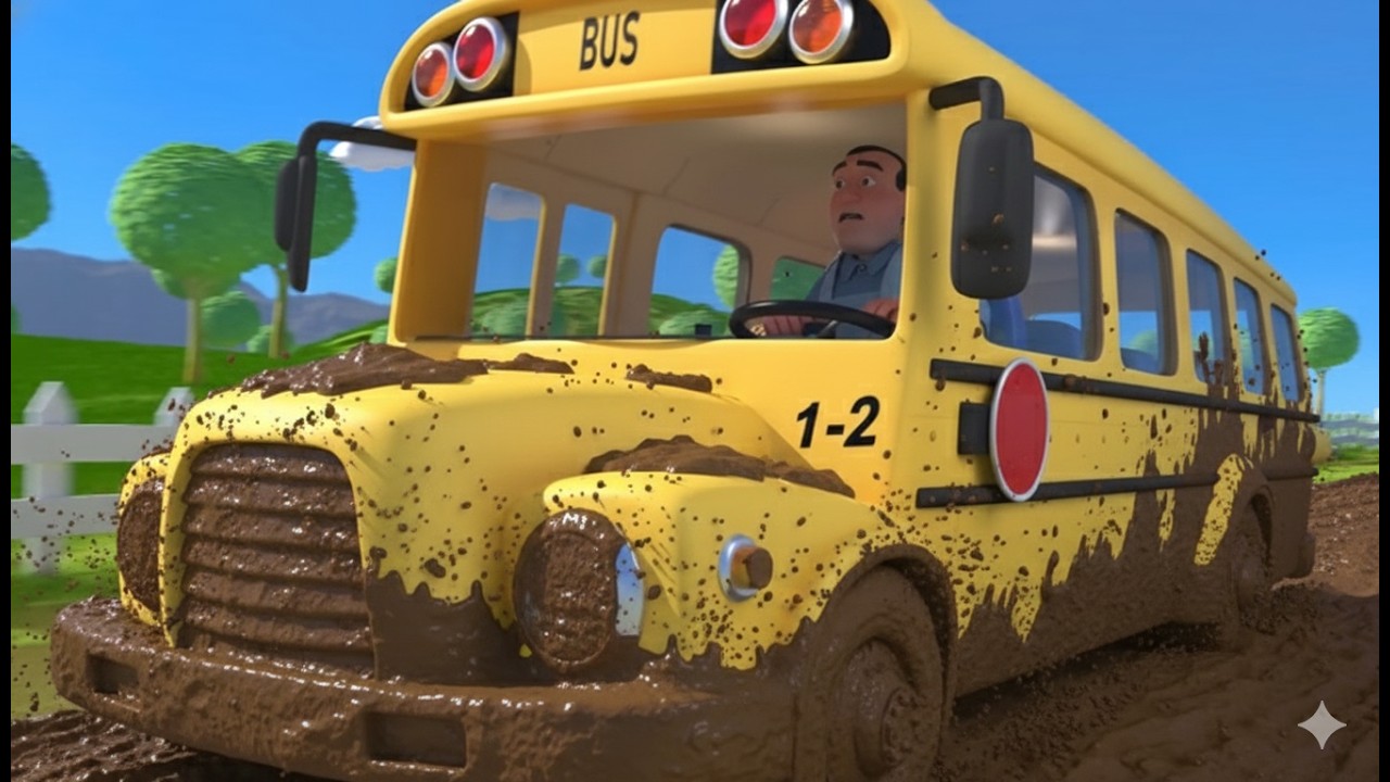 Wheels on the Bus Stuck in the mud || Sticky Mud | 141 Seconds || Crocomix Kids TV