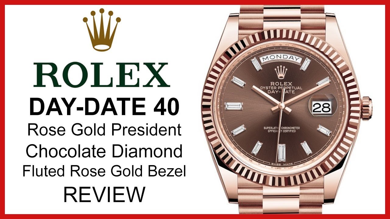 Rolex Day-Date 40, Chocolate Diamond Dial, fluted Rose Gold Bezel, President - REVIEW 228235
