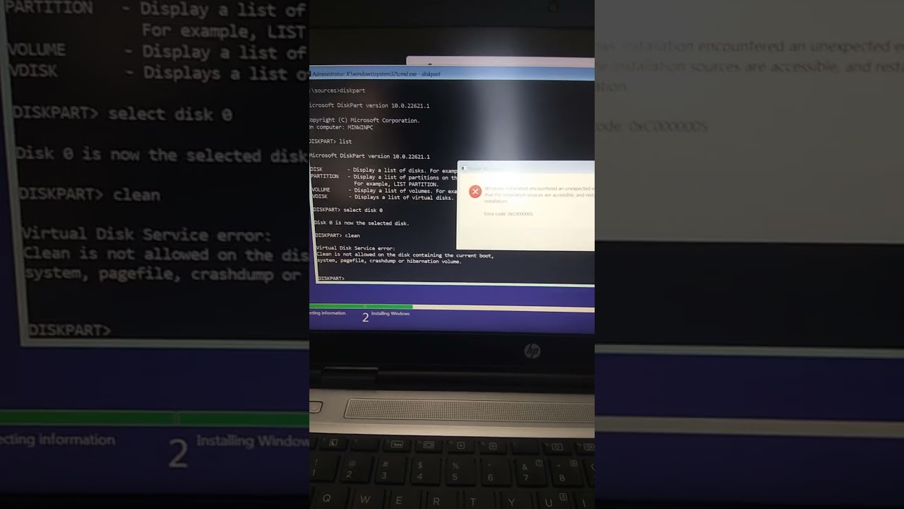 booting error 0xc0000005  how resolveing