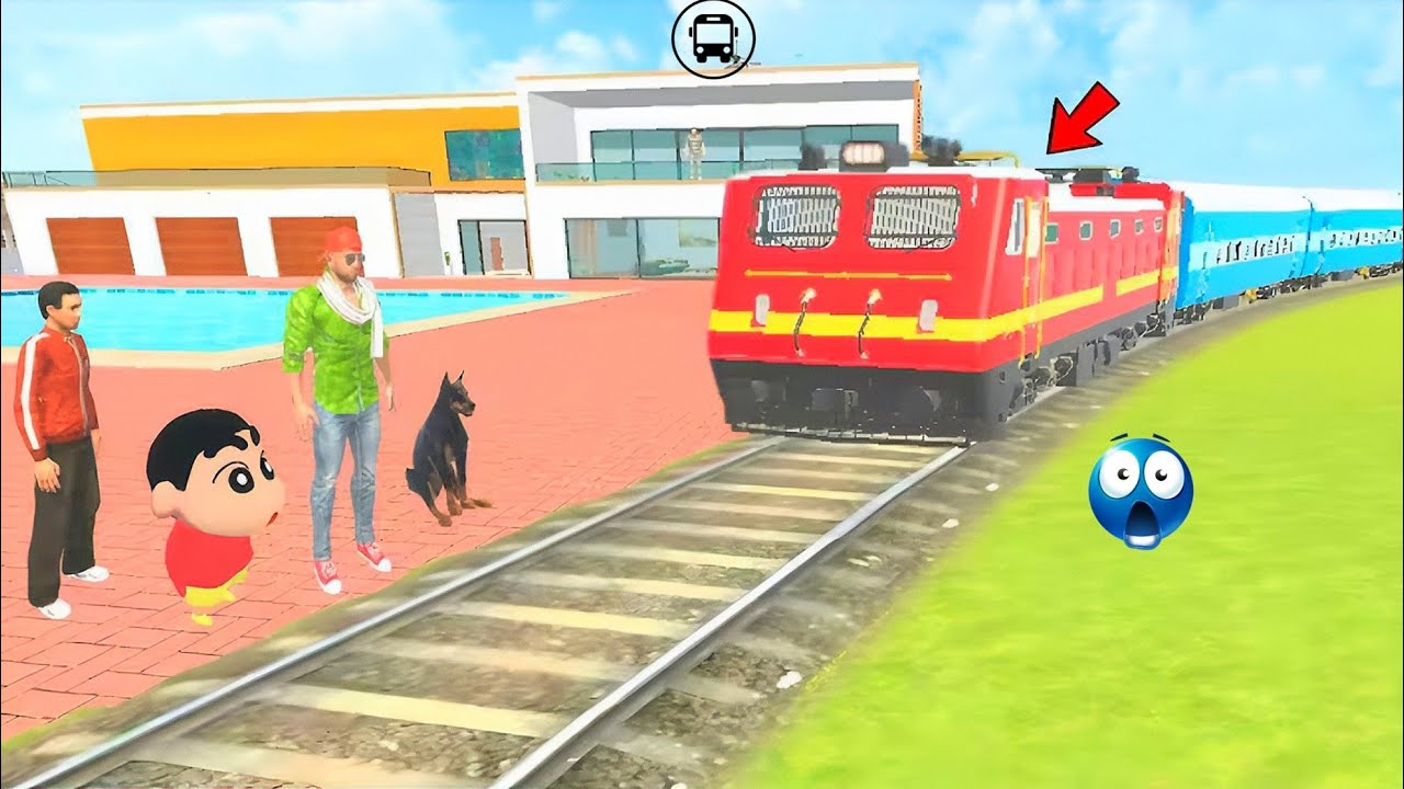 💥Shin-chan Le aaya Ghar per train 🚂 in indian theft auto simulater ll indian bike driving 3D 💥🤔