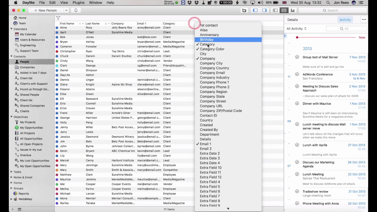 Daylite - Overview of View Options