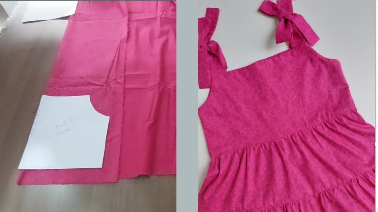 COMO CORTAR E COSTURAR VESTIDO INFANTIL TRÊS BABADOS E ALÇA DE AMARRAR #costurainiciantes #sewing