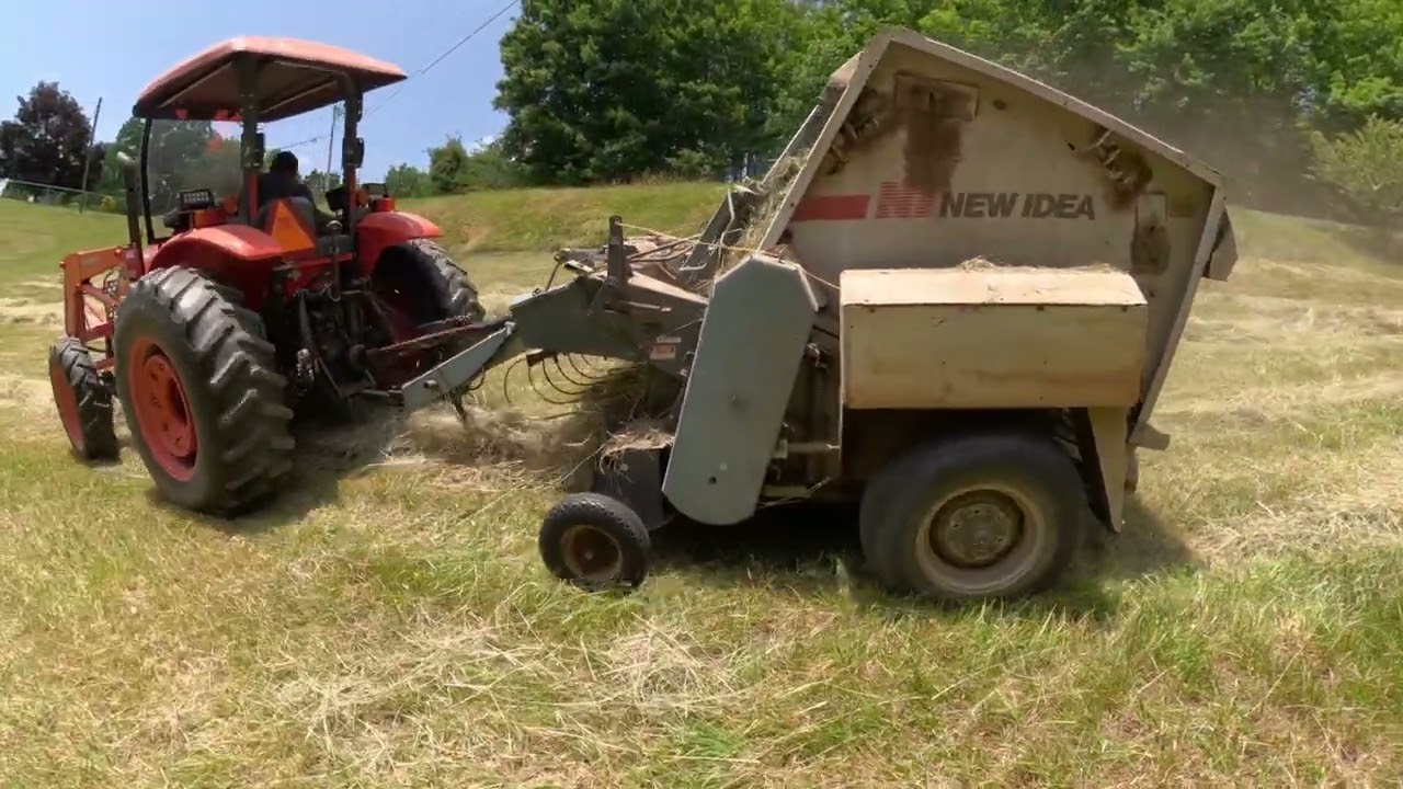 Baling With My 1st Round Baler, New Idea 483!