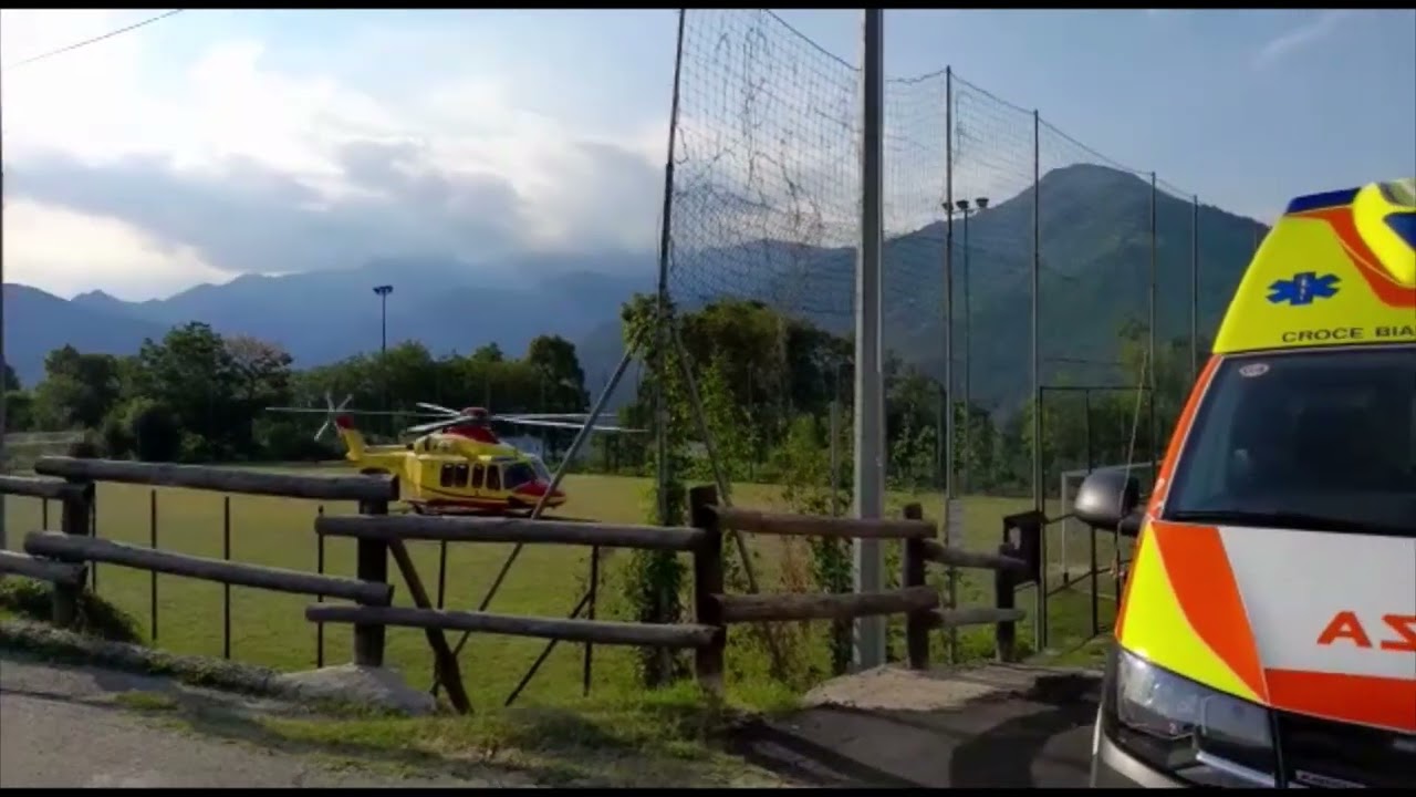 ALPETTE - Incidente stradale, intervento dell'elisoccorso del 118