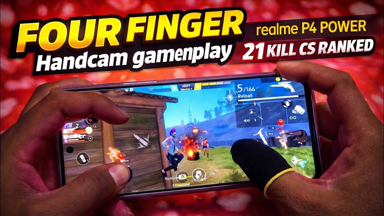 Four finger handcam gameplay 💀//cs ranked 21kills mobile:realme p4 power 😯. @bihari4ff #freefire 
