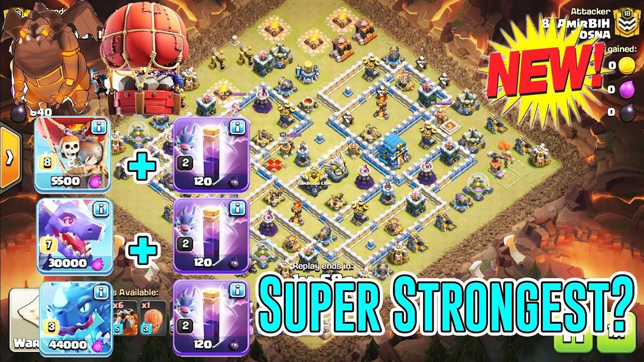 NEW!! SUPER STRONGEST⭐STONE SLAMMER+ BAT SPELL+AIR SMASH TH12 3-STAR ( Clash of Clans )