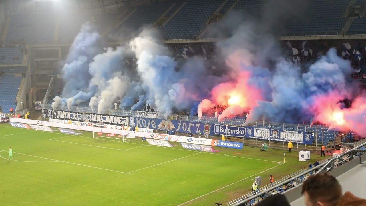 Lech - Lechia 2:0 (23.02.2020). Oprawa kibic&oacute;w Lecha Poznań