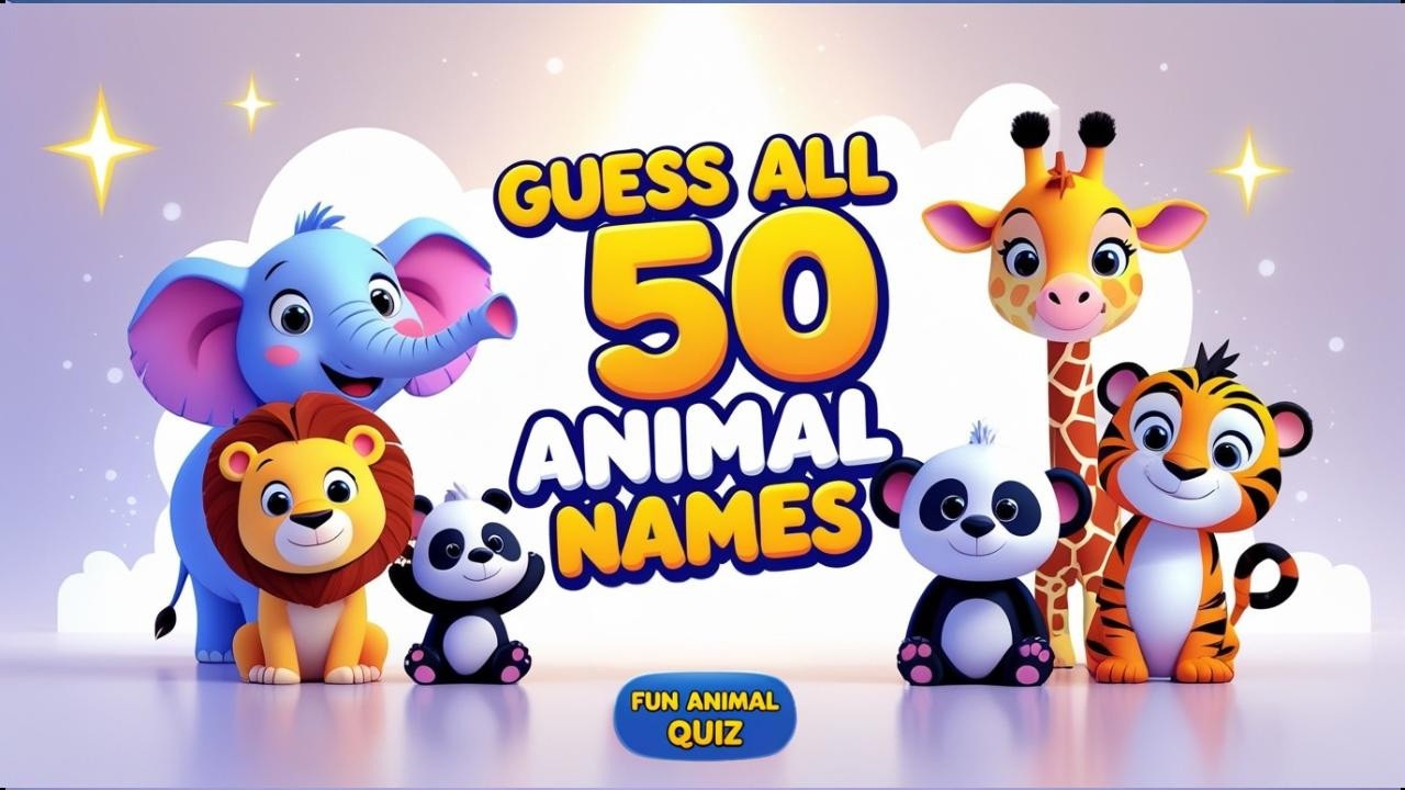 GUESS ALL 50 ANIMAL NAMES! 🐾 | Fun Animal Quiz for Kids