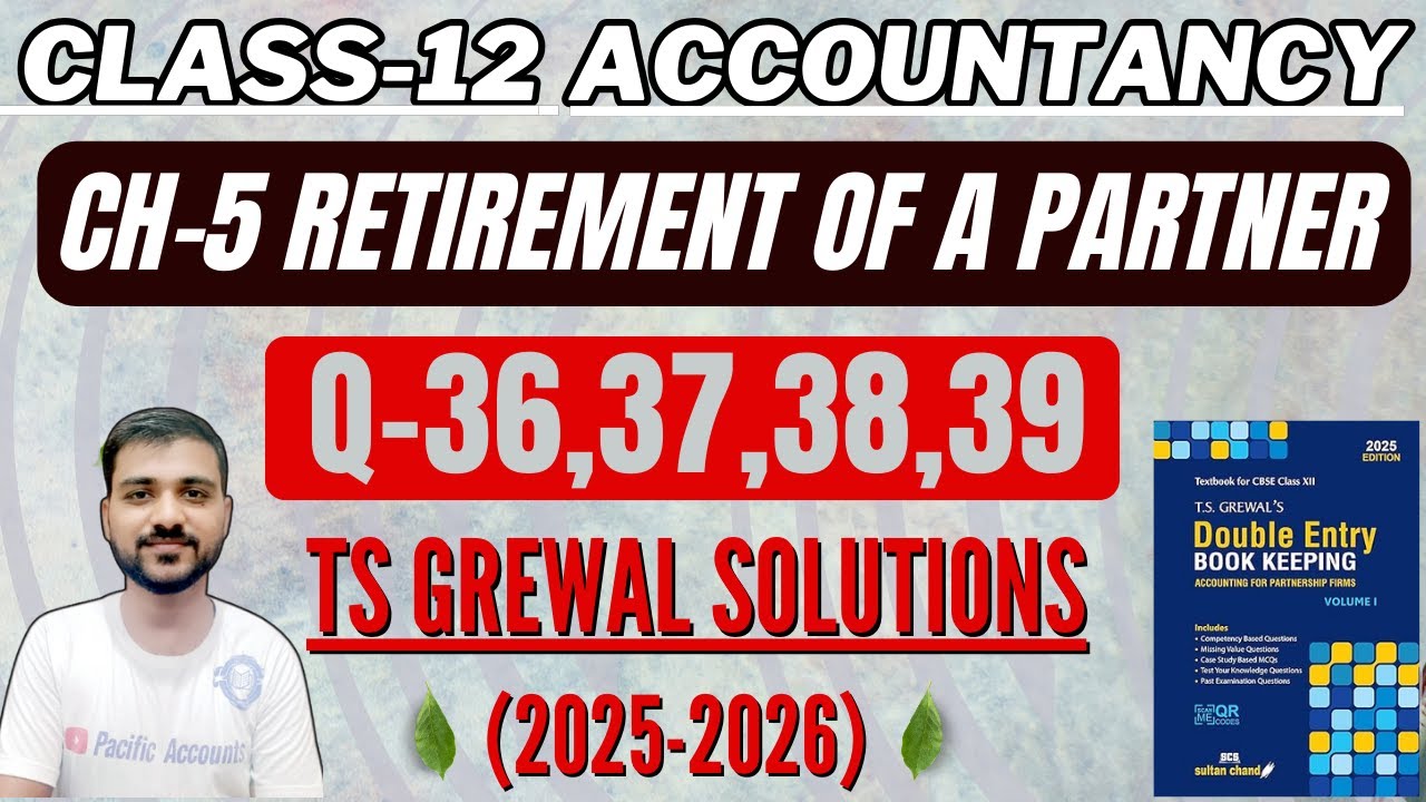 RETIREMENT OF A PARTNER CLASS 12 | CH 5 | ACCOUNTS | TS GREWAL | Q-36,37,38,39 | LOAN ACCOUNT | CBSE