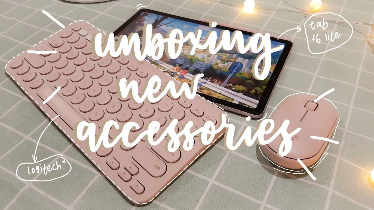 chill unboxing accessories for my samsung tab s6 lite🌷 || logitech k380 & pebble mouse (lil review!)