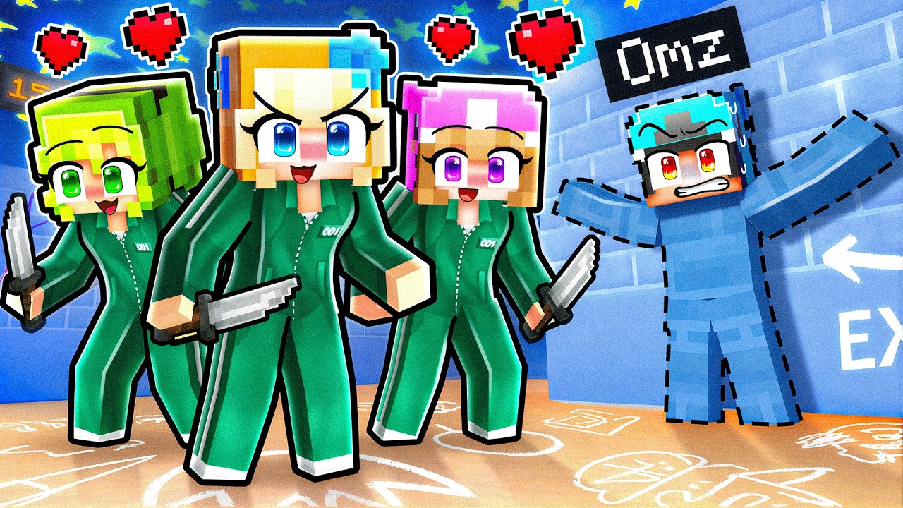 Omz in CAMOUFLAGE vs LOVE CURSED Girls in Minecraft Squid Games!
