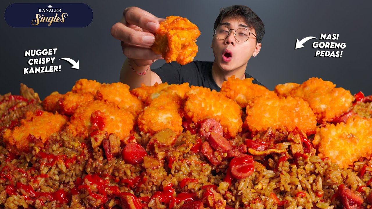 GILAA!! MUKBANG NASI GORENG PEDAS PORSI JUMBO + NUGGET CRISPY KANZLER!! PANAS!!🥵