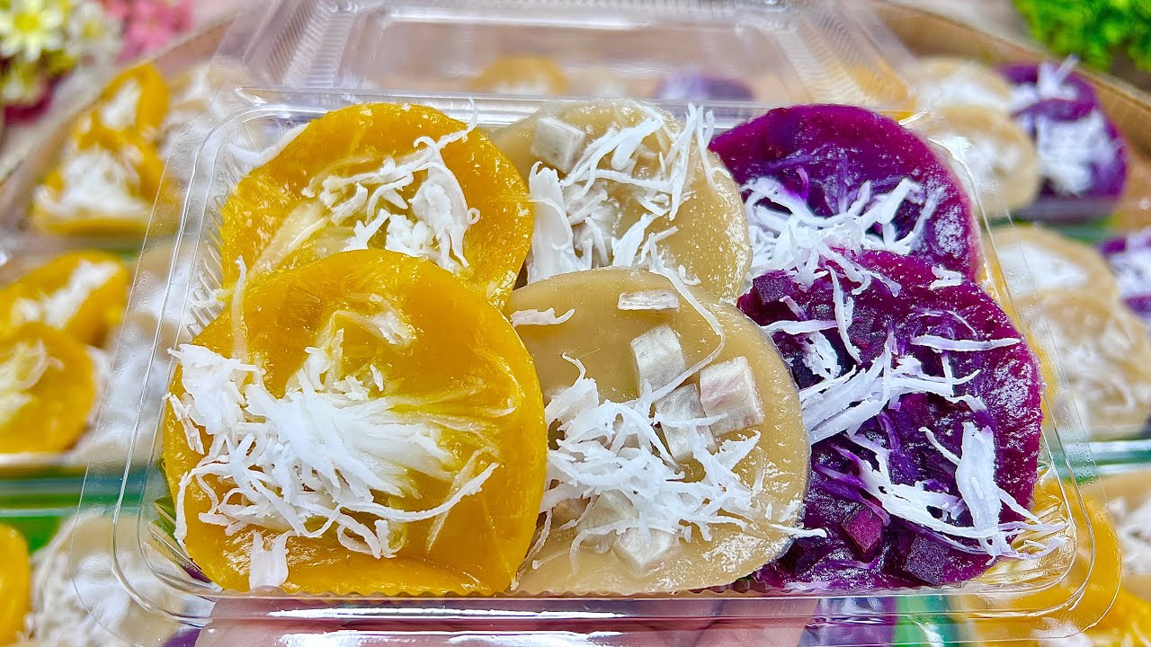 ขนมนึ่ง3สหาย(เจ)สูตรทำขายกำไรดี แป้งเหนียวนุ่มหอมหวานมันอร่อยมาก