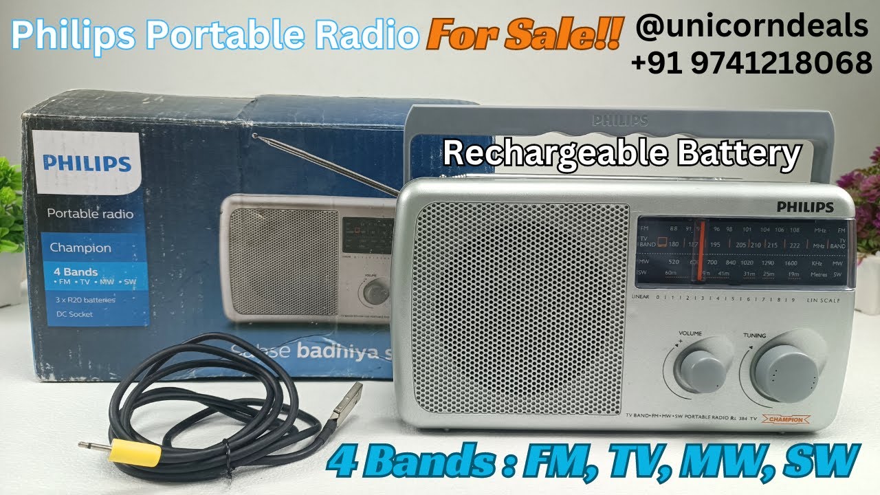 Philips Analog 4 Band Radio for Sale@ Rs.2000/- |Built in Rechargeable Battery | FREE Charging Cable