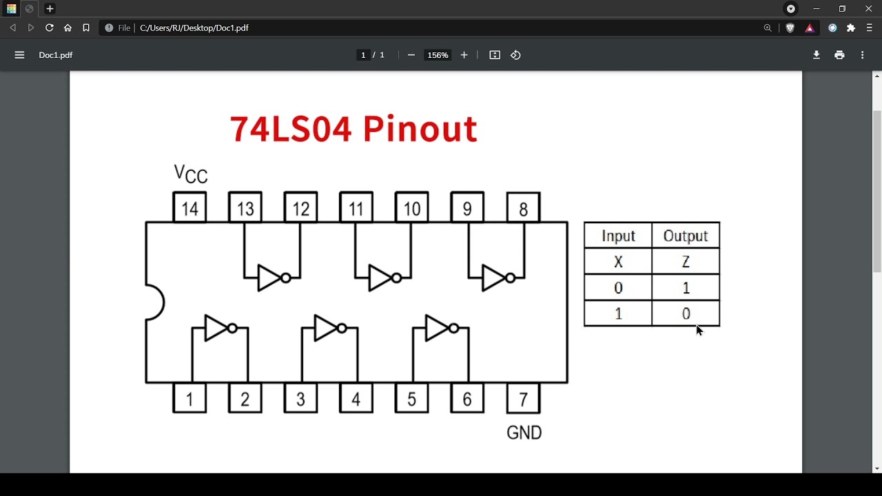 Electronics Tutorial: NOT Gate 74LS04 IC
