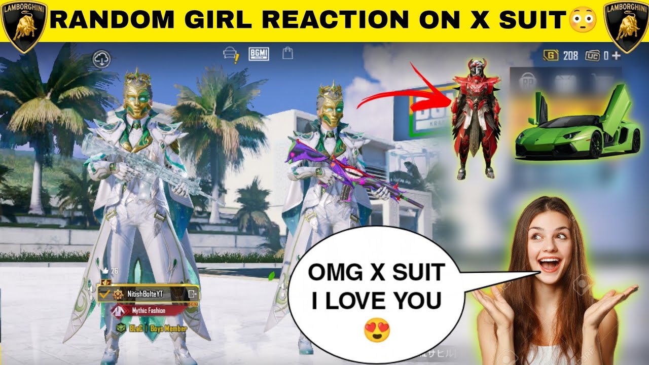Random Cute Pro Girl Shocking Reaction After Seeing My Gameplay & X Suit 😳 | NOOB PRANK WITH GIRL 🥺