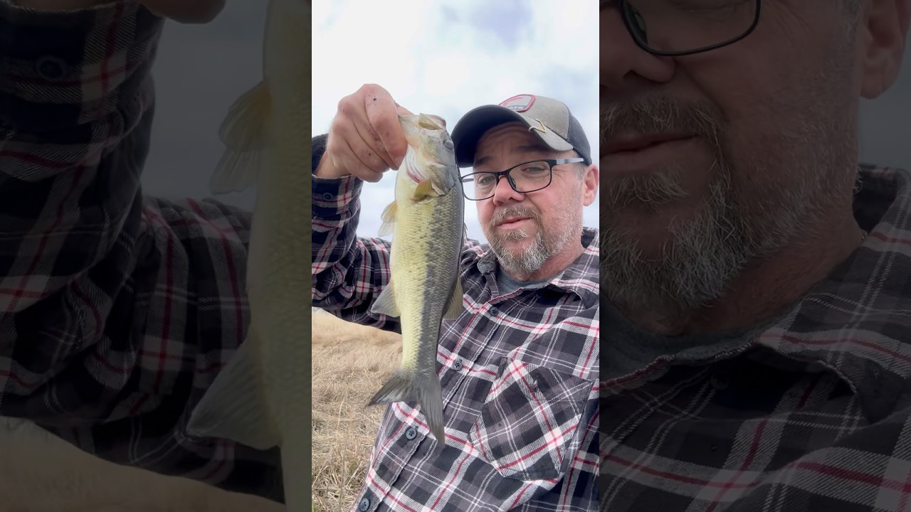 Winter bass fishing in Texas, smallest one of the day.
