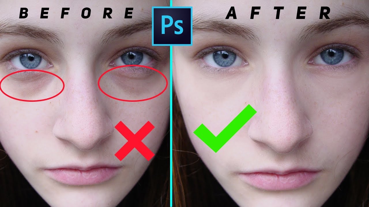 Remove Eye bags and Eye Dark Circle in Photoshop #1minPhotoshop